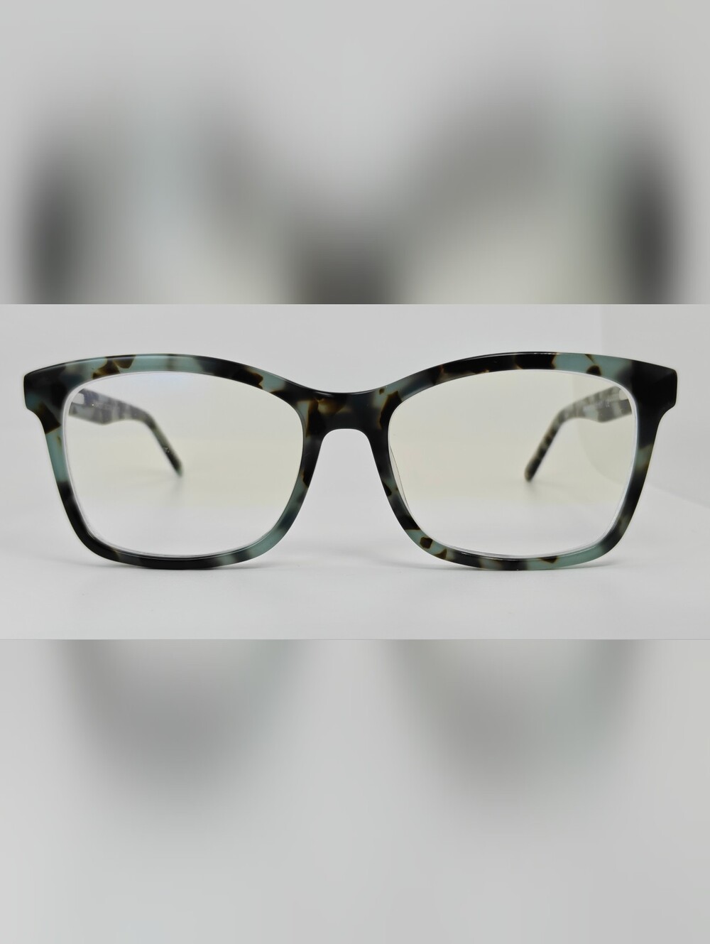 Mode. Stylish Marbled Brown Lite Brown, Seafoam Green.Square Eyeglasses